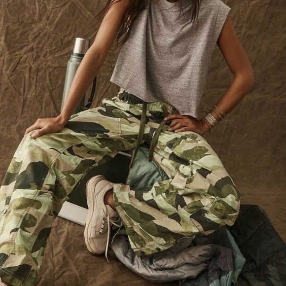 Free People Pants - Free People FP Movement Stadium Printed Track Pants Green Camo NWOT SMALL